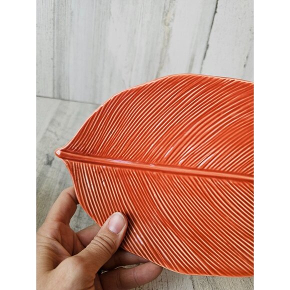 Crate barrel leaf Italy plate platter fall autumn - Picture 3 of 6